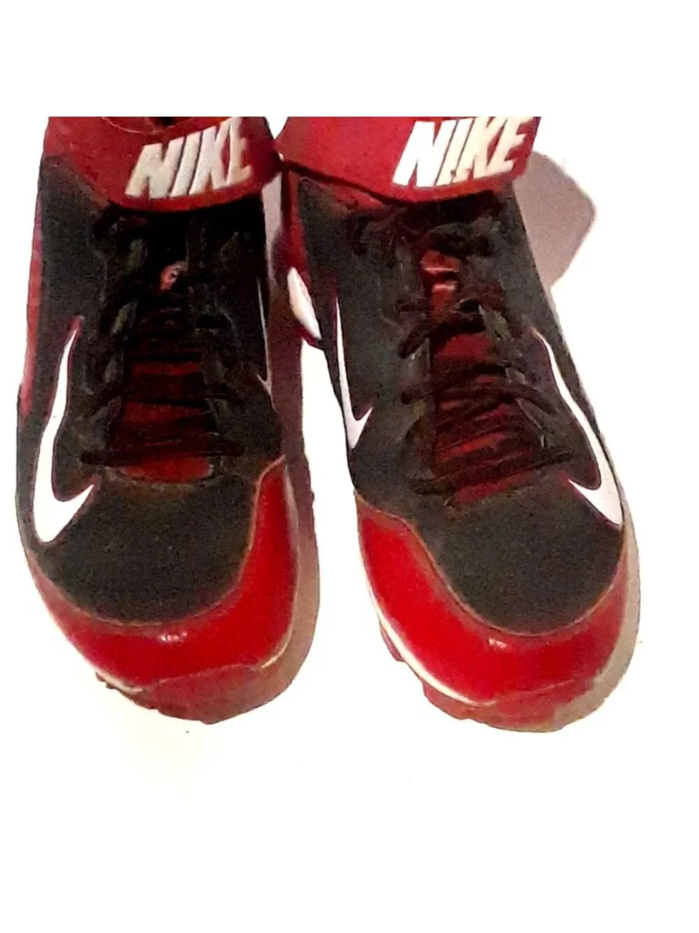 Nike Apha Huarache Football Cleat 634625-016 Men 6.5 Red Black Leather